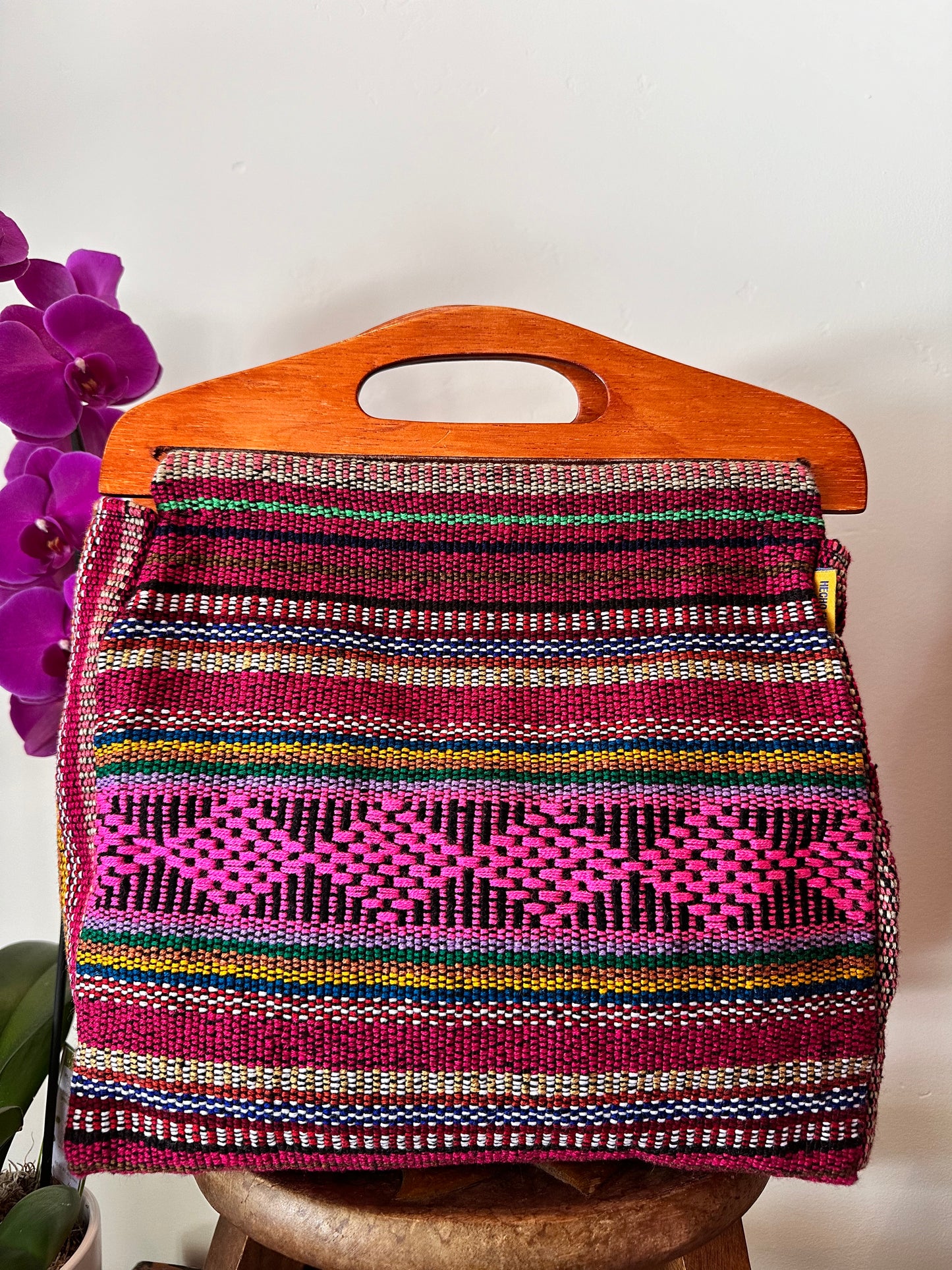 Woven Handbags w/ Wooden Handle